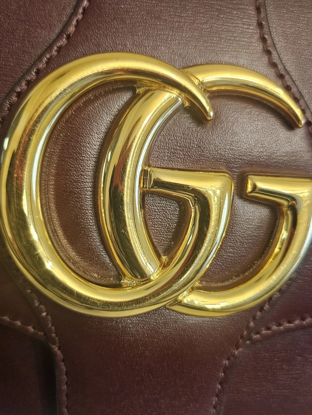 Gucci Arli Shoulder Bag Burgundy Leather Large GG Logo - Picture 3 of 14